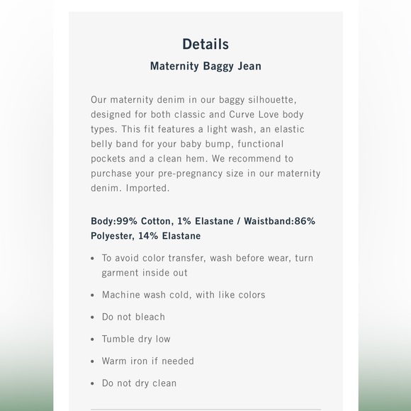 Abercrombie & Fitch Women's The Baggy Maternity Jeans sz 25 Light Blue - Picture 2 of 12